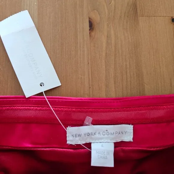 NY&C - Strapless Full Skirt Knee Length Cotton Dress - Pomegranate Red Size 4 - Picture 8 of 11